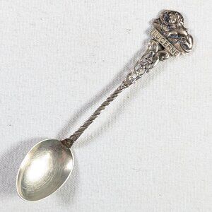Vintage 800 silver Lucerne Lion monument souvenir teaspoon, small spoon stocking
